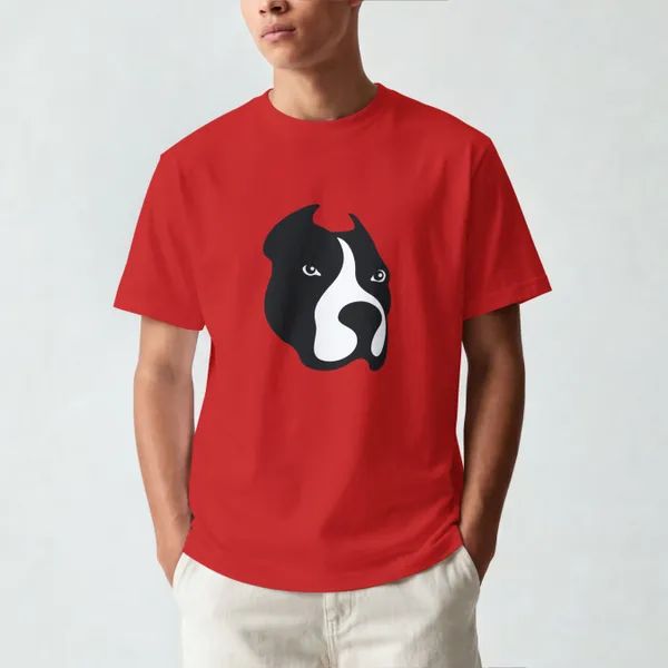 dog_face___Graphic__Cotton_red__T-Shirt_For_Men_And_Women