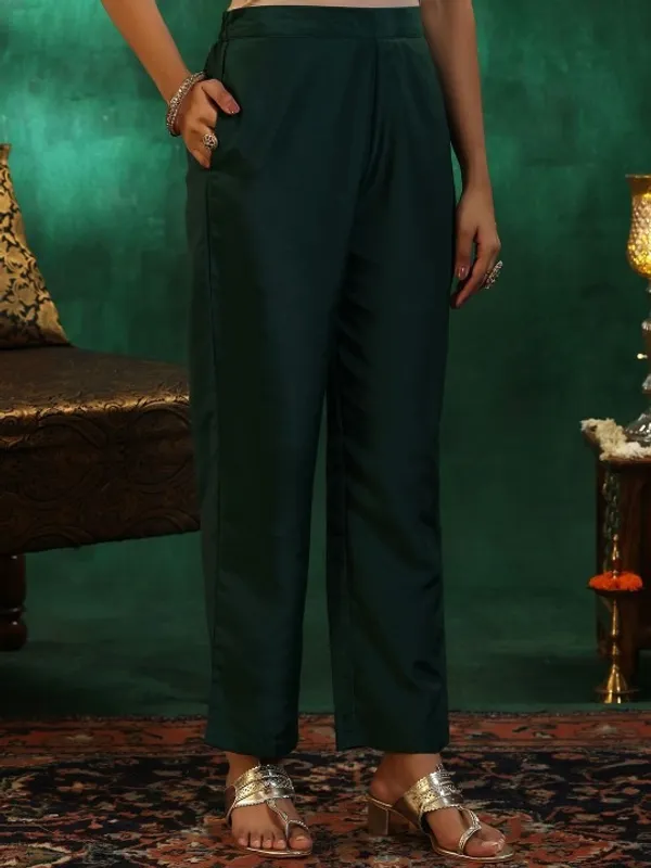 Dark_Green_Cotton_Sequin_Embellished_Kurta_Set_For_Women