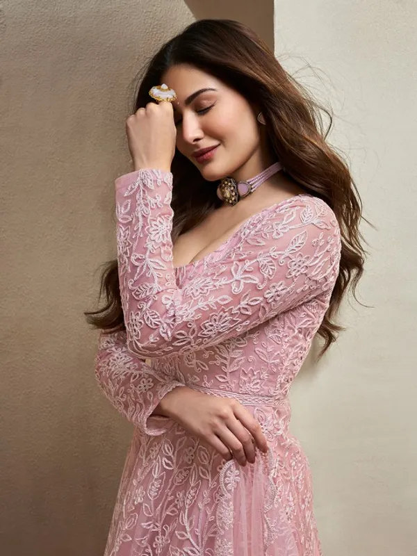 Pink_Cotton_Embroidered_Anarkali_Suit_Set_For_Women