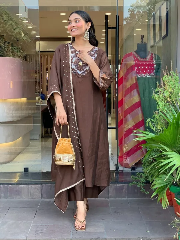 Brown_Cotton_Embellished_Suit_Set_For_Women