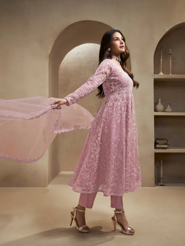 Pink_Cotton_Embroidered_Anarkali_Suit_Set_For_Women