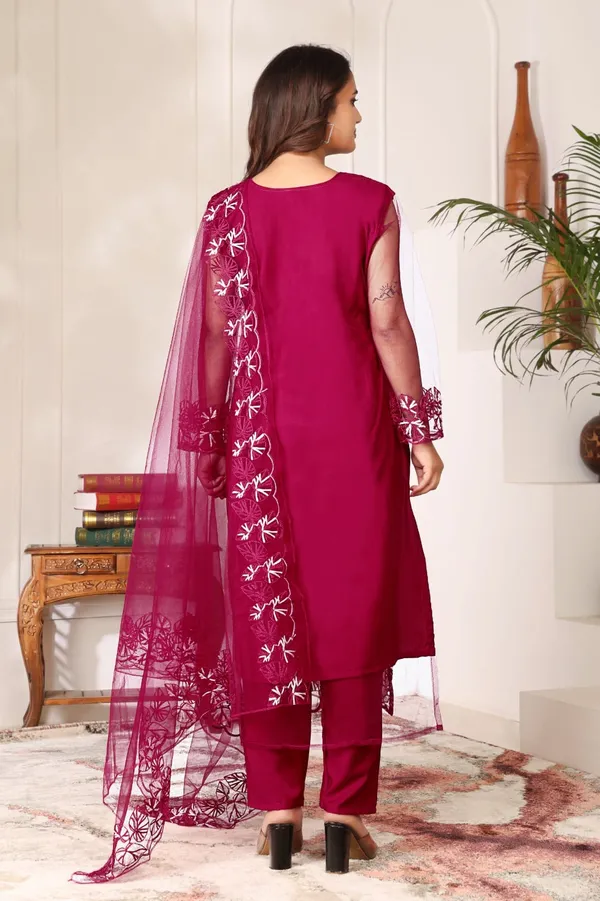 Maroon_Cotton_Embroidered_Kurta_Set_With_Dupatta_For_Women