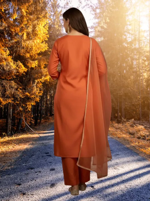 Orange_Cotton_Embroidered_Kurta_Set_For_Women