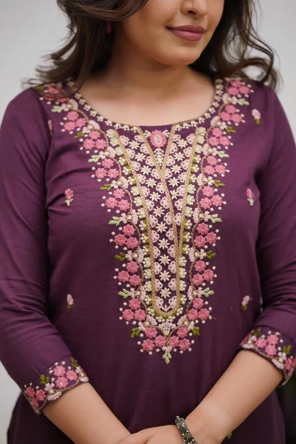 Purple_Cotton_Embroidered_Kurta_Set_With_Dupatta_For_Women