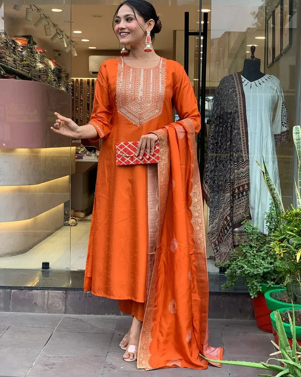 Orange_Cotton_Embroidered_Straight_Kurta_Set_For_Women