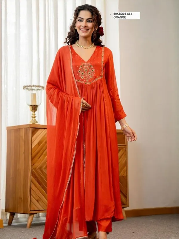 Orange_Cotton_Embroidered_Kurta_Set_For_Women