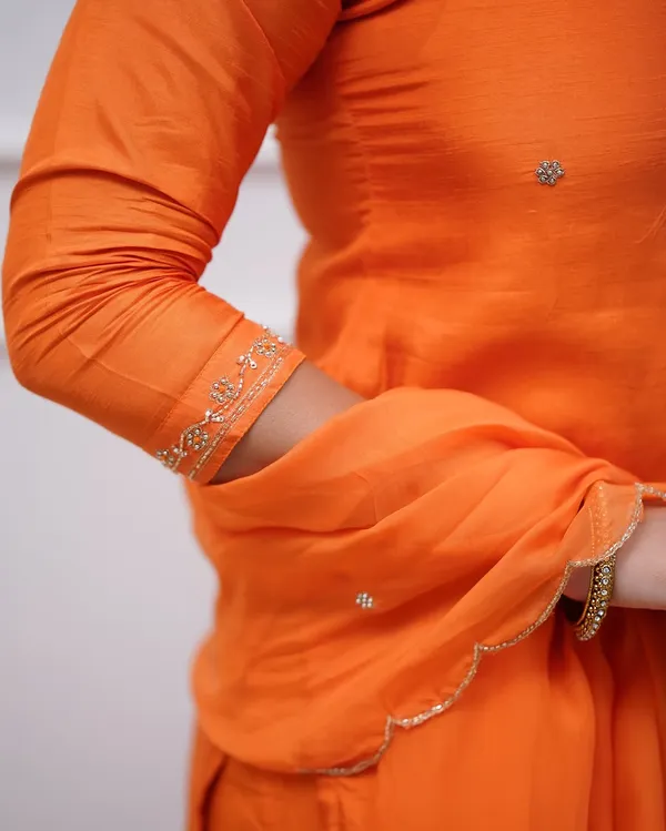 Orange_Cotton_Embroidered_Kurta_Set_For_Women