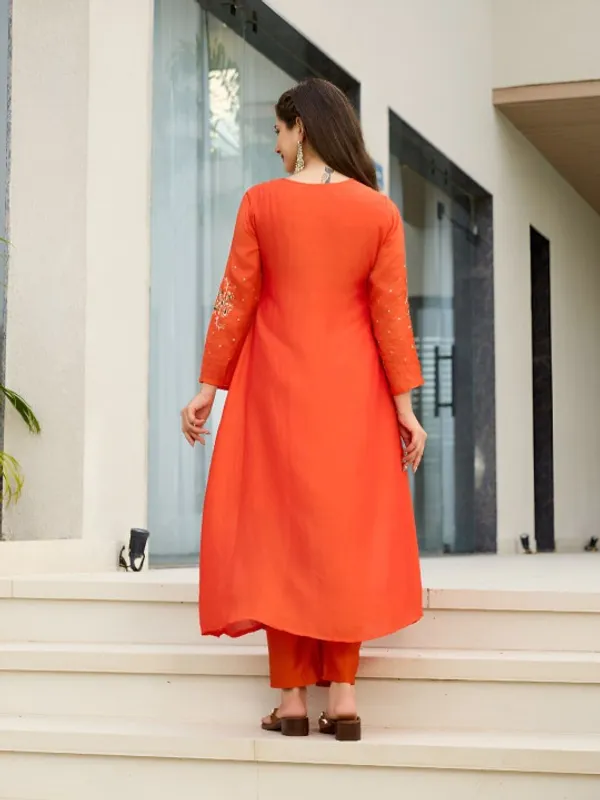 Orange_Cotton_Embroidered_Kurta_Set_For_Women