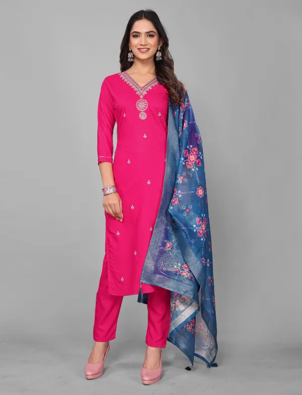 Pink_Cotton_Embroidered_Kurta_Set_With_Floral_Dupatta_For_Women
