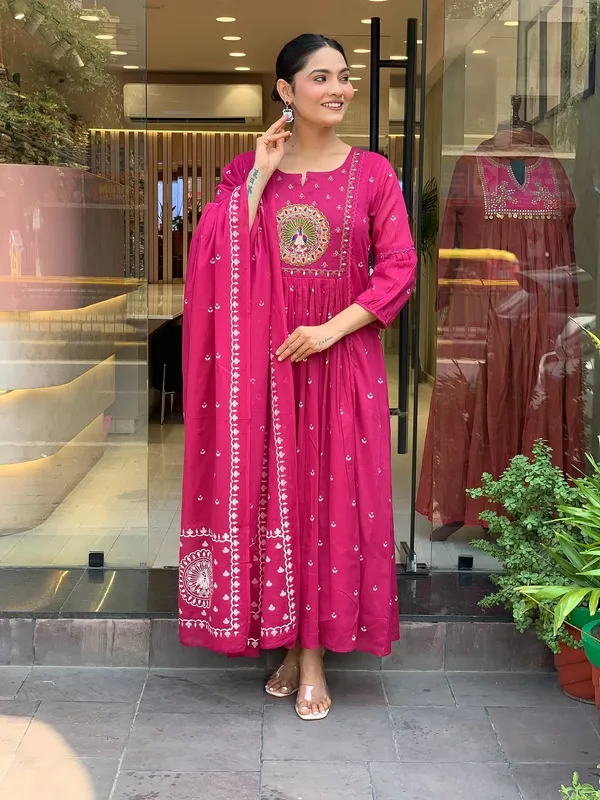 Pink_Cotton_Embroidered_Anarkali_Suit_Set_For_Women