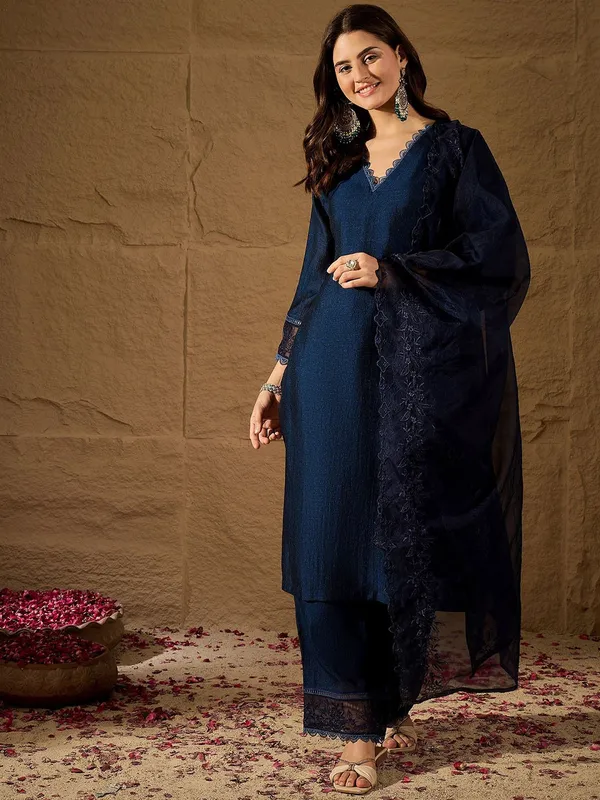Navy_Blue_Cotton_Embroidered_Suit_Set_For_Women