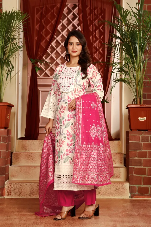 Off_White_Pink_Cotton_Floral_Printed_Kurta_Set_For_Women