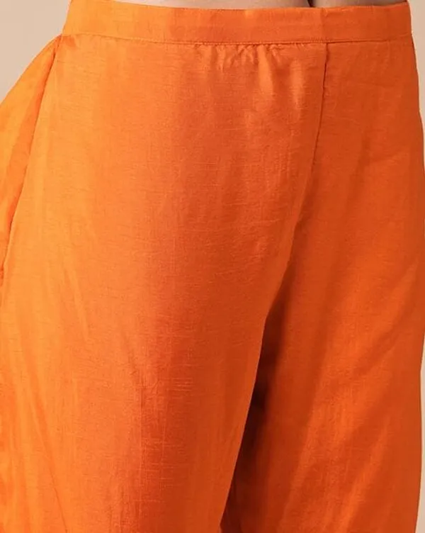 Orange_Cotton_Embroidered_Kurta_Set_For_Women