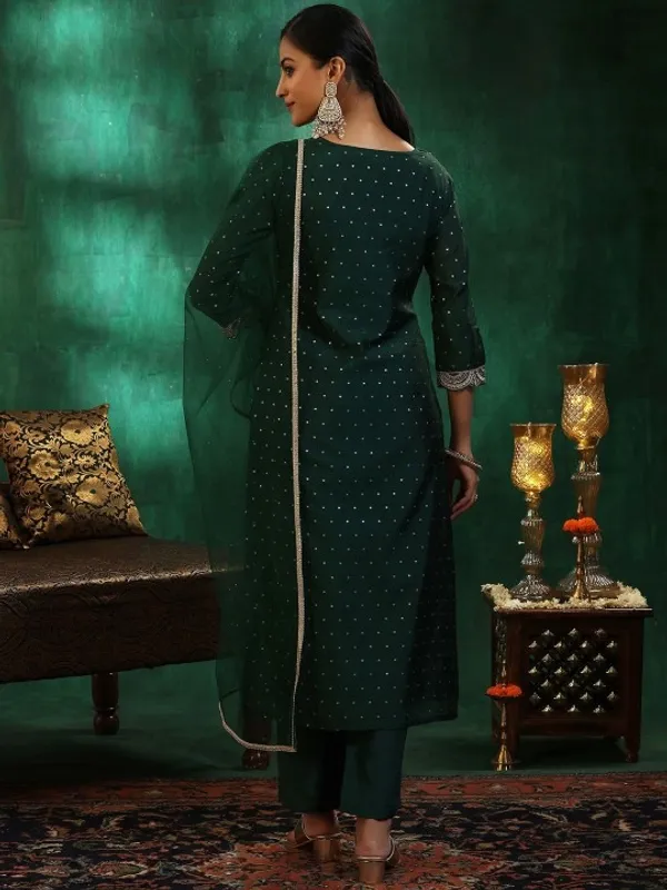 Dark_Green_Cotton_Sequin_Embellished_Kurta_Set_For_Women