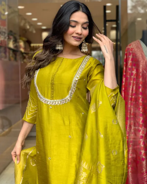 Mustard_Yellow_Cotton_Embroidered_Kurta_Set_For_Women