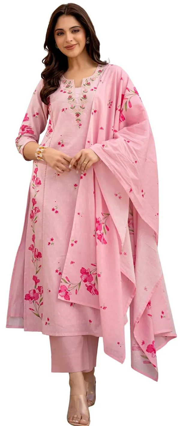 Pink_Cotton_Floral_Embroidered_Kurta_Set_For_Women
