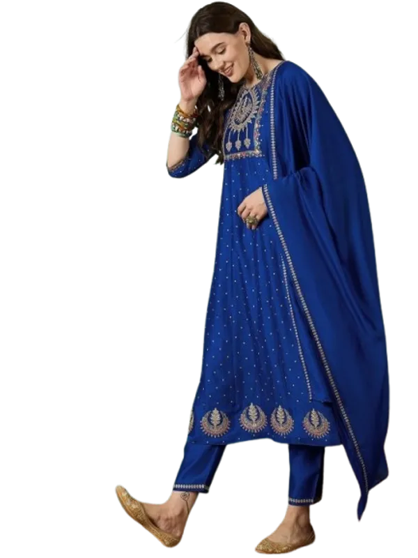 Royal_Blue_Cotton_Embroidered_Kurta_Set_For_Women