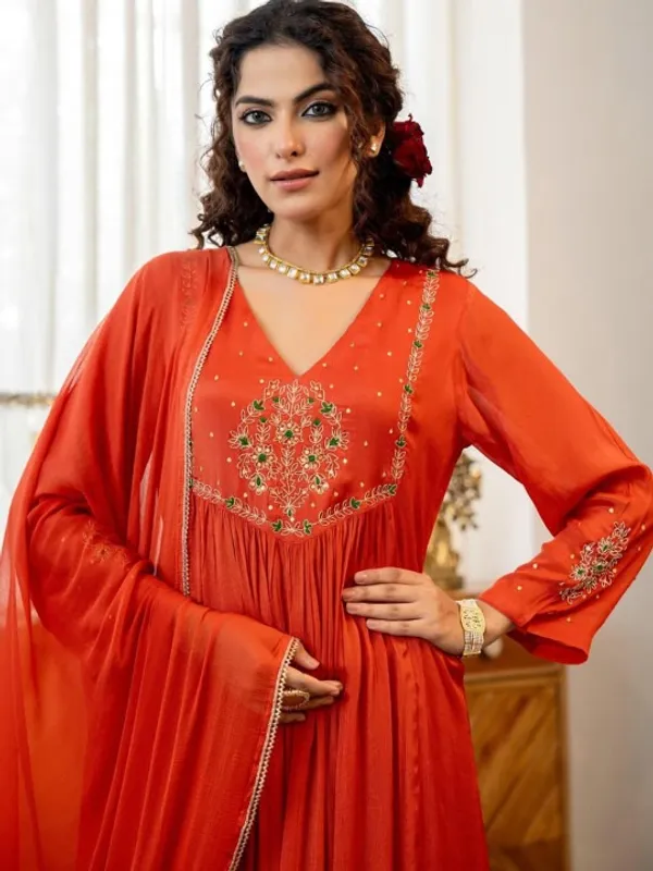 Orange_Cotton_Embroidered_Kurta_Set_For_Women