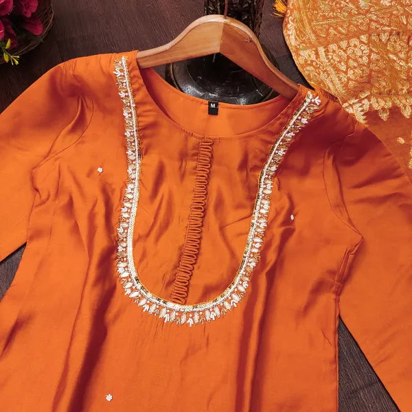 Orange_Cotton_Embroidered_Kurta_Set_For_Women