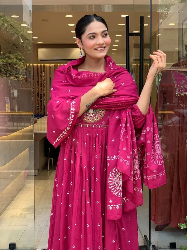 Pink_Cotton_Embroidered_Anarkali_Suit_Set_For_Women