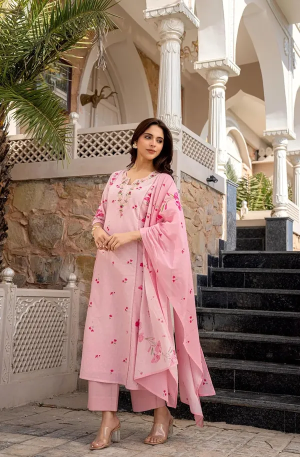 Pink_Cotton_Floral_Embroidered_Kurta_Set_For_Women