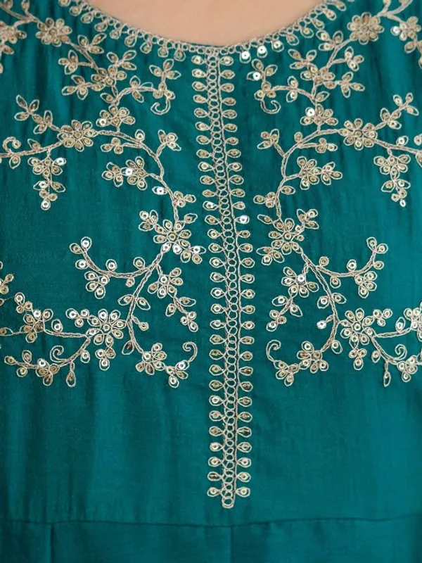 Teal_Cotton_Embroidered_Anarkali_Suit_Set_For_Women