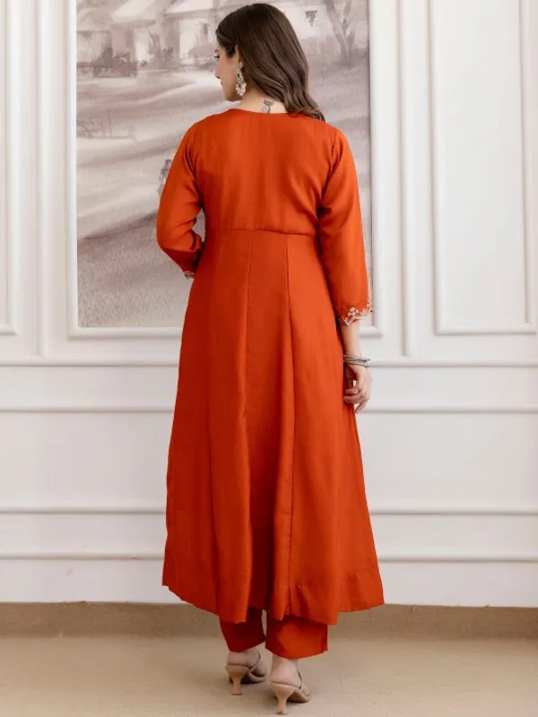Orange_Cotton_Embroidered_Anarkali_Kurta_Set_For_Women
