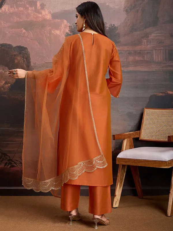 Orange_Cotton_Embroidered_Kurta_Set_For_Women