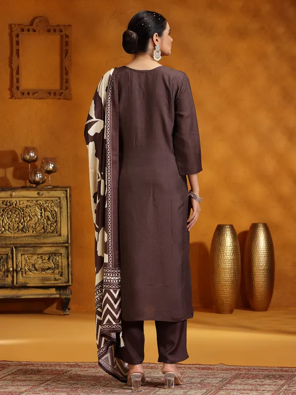 Brown_Cotton_Embroidered_Salwar_Suit_Set_For_Women