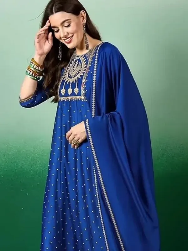 Royal_Blue_Cotton_Embroidered_Kurta_Set_For_Women