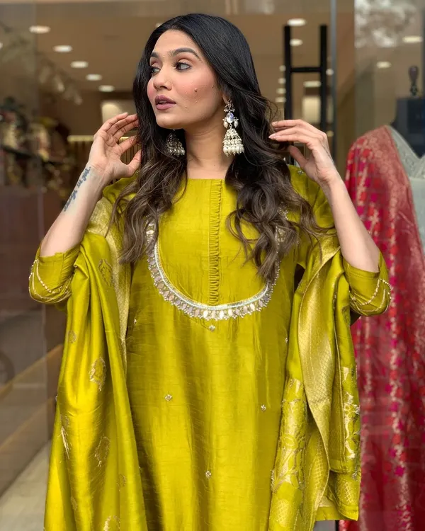 Mustard_Yellow_Cotton_Embroidered_Kurta_Set_For_Women