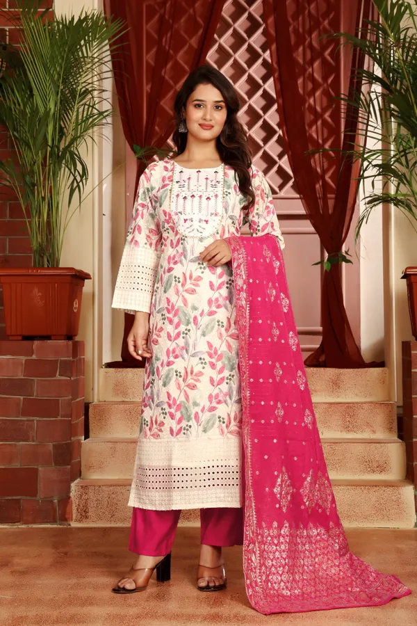 Off_White_Pink_Cotton_Floral_Printed_Kurta_Set_For_Women