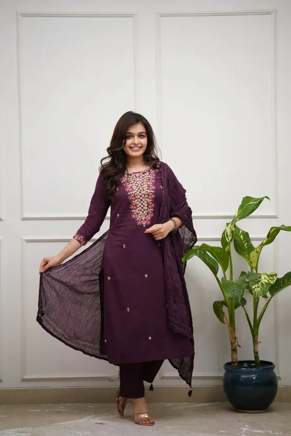 Purple_Cotton_Embroidered_Kurta_Set_With_Dupatta_For_Women