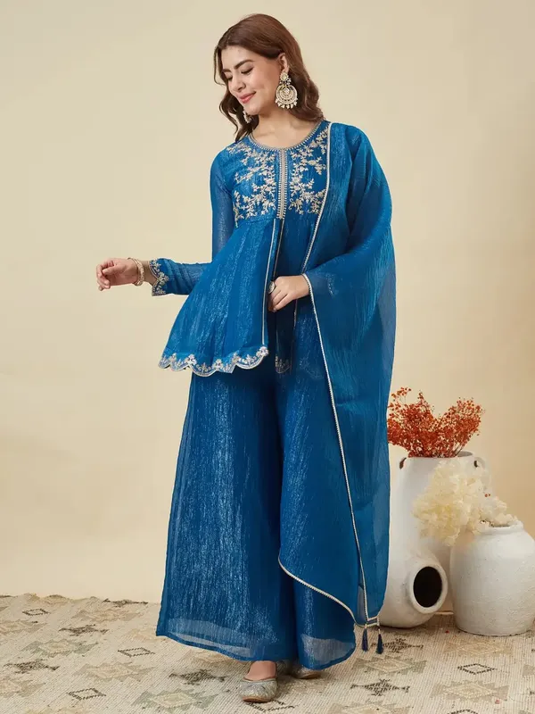 Blue_Cotton_Embroidered_Kurta_Set_With_Dupatta_For_Women