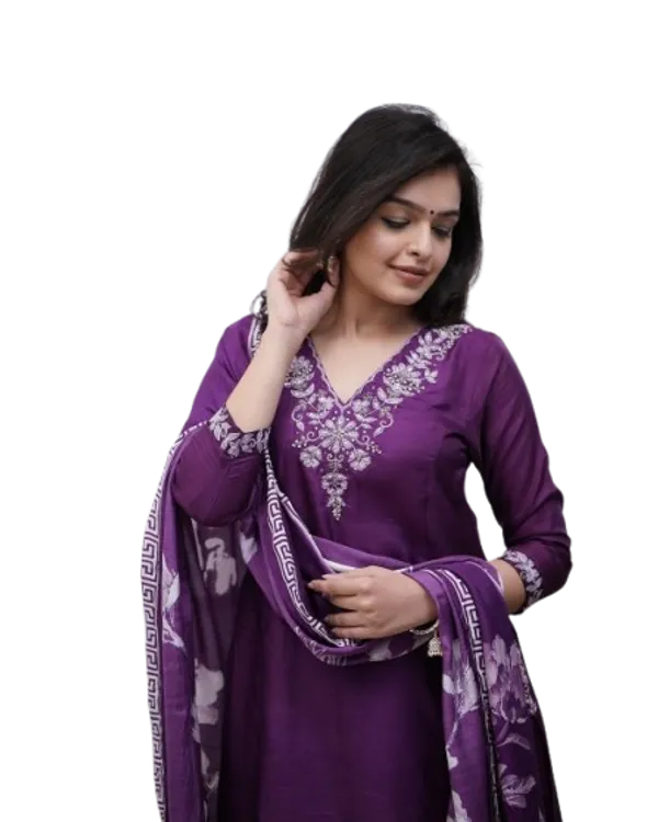 Purple_Cotton_Embroidered_Anarkali_Kurta_Set_For_Women