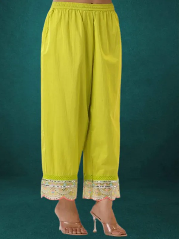 Lime_Green_Cotton_Straight_Kurta_Set_For_Women