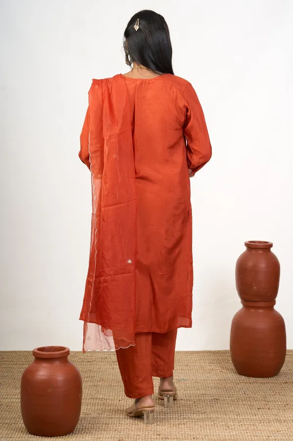 Orange_Cotton_Embroidered_Kurta_Set_For_Women