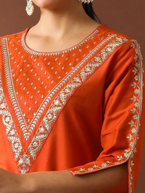 Orange_Cotton_Embroidered_Kurta_Set_With_Dupatta_For_Women
