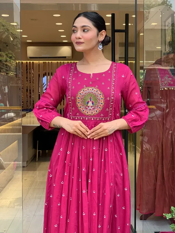 Pink_Cotton_Embroidered_Anarkali_Suit_Set_For_Women