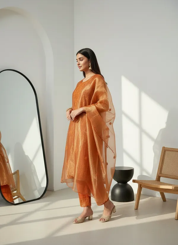 Orange_Cotton_Embroidered_Kurta_Set_With_Dupatta_For_Women