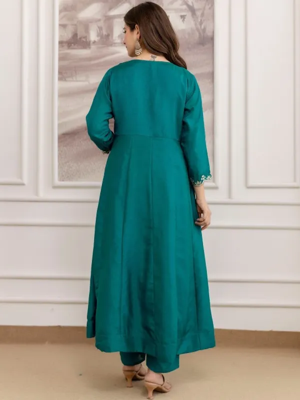 Teal_Cotton_Embroidered_Anarkali_Suit_Set_For_Women