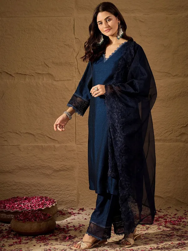 Navy_Blue_Cotton_Embroidered_Suit_Set_For_Women