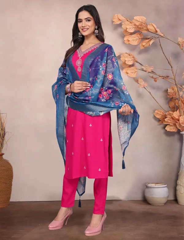 Pink_Cotton_Embroidered_Kurta_Set_With_Floral_Dupatta_For_Women