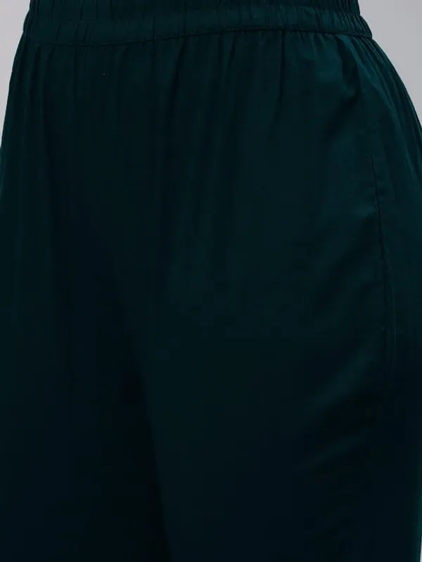 Dark_Green_Cotton_Embroidered_Kurta_Set_For_Women