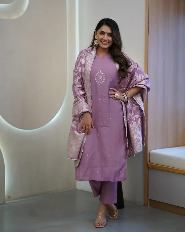 Purple_Cotton_Embroidered_Kurta_Set_For_Women
