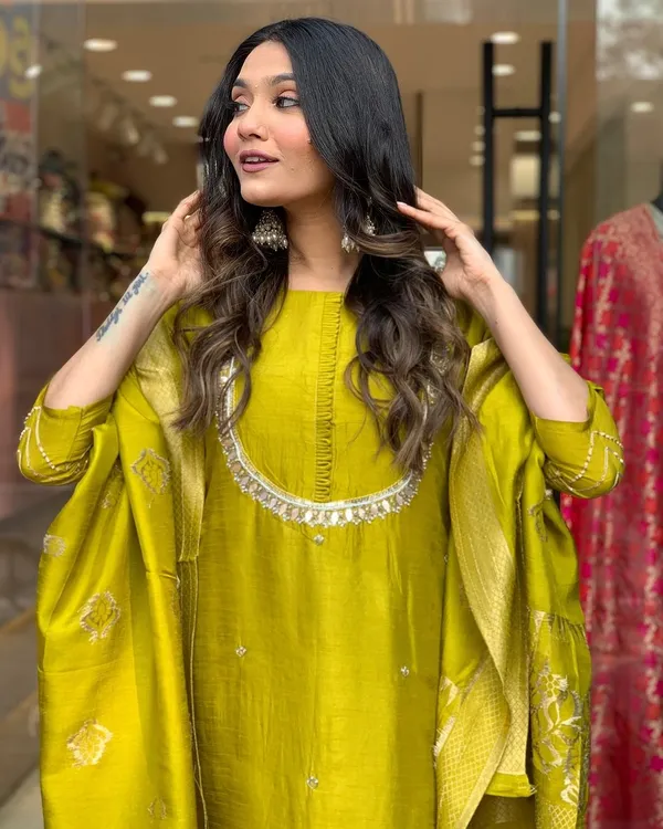 Mustard_Yellow_Cotton_Embroidered_Kurta_Set_For_Women