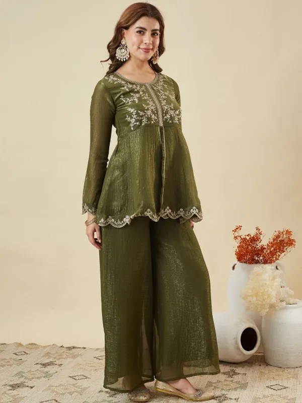 Olive_Green_Cotton_Embroidered_Kurta_Palazzo_Set_For_Women