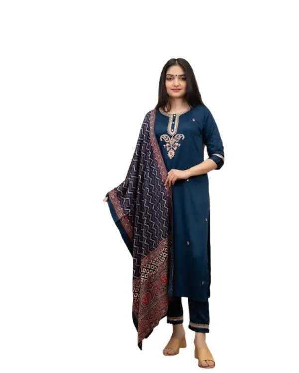 Navy_Blue_Cotton_Embroidered_Salwar_Suit_With_Dupatta_For_Women