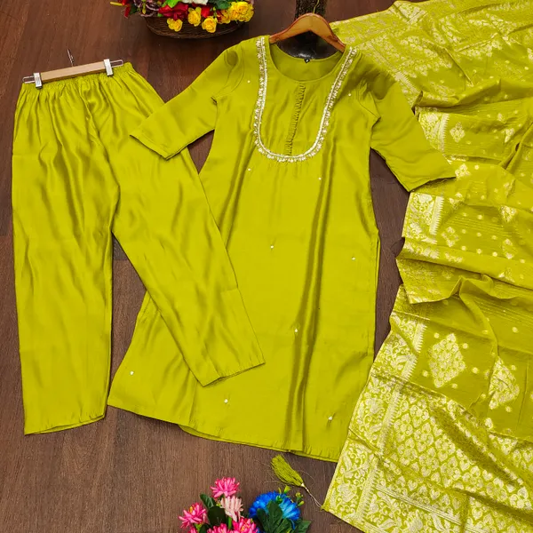 Mustard_Yellow_Cotton_Embroidered_Kurta_Set_For_Women