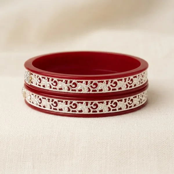 Red_Velvet_Gold_Embellished_Bangle_Set_For_Women